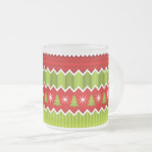 Weihnachtsmuster Rot und Grün Zickzack Streifen Mattglastasse (VorderseiteRechts)