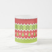 Weihnachtsmuster Rot und Grün Zickzack Streifen Mattglastasse (Mittel)