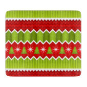 Weihnachtsmuster Rot und Grün Zickzack Streifen Schneidebrett (Vorderseite)