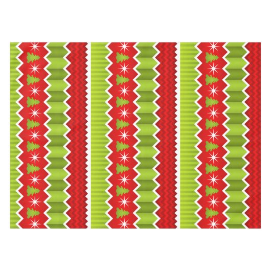 Weihnachtsmuster Rot und Grün Zickzack Streifen Tischdecke (Vorderseite (Horizontal))