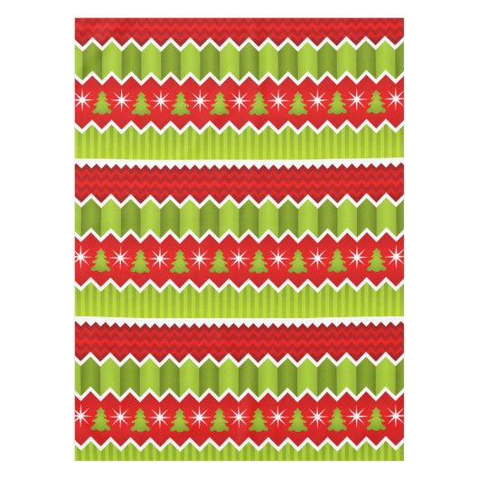 Weihnachtsmuster Rot und Grün Zickzack Streifen Tischdecke (Vorderseite)