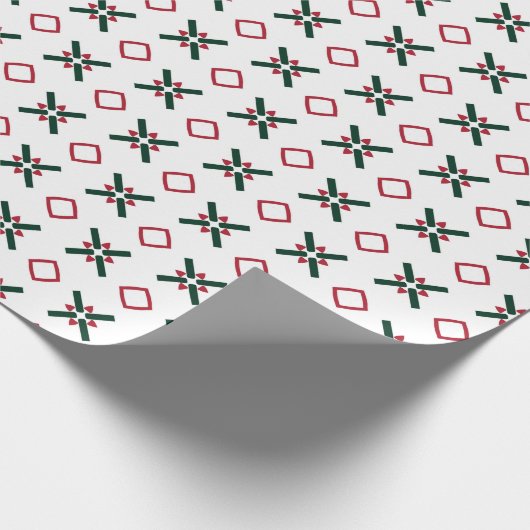 Weihnachtsmuster Rot Weiß und Grün Geschenkpapier (Ecke)