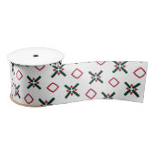 Weihnachtsmuster Rot Weiß und Grün Satinband (Spule)