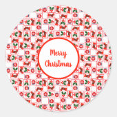 Weihnachtsmuster Runder Aufkleber (Vorderseite)