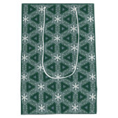 Weihnachtsmuster Schneeflocken Grün Weiß Mittlere Geschenktüte (Rückseite)