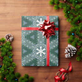 Weihnachtsmuster Schneeflocken Weißer Grüner Luxus Geschenkpapier