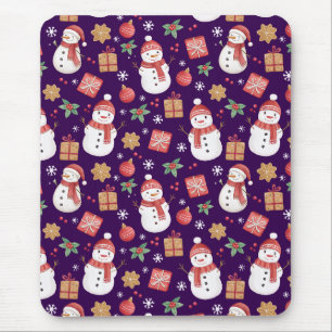 Weihnachtsmuster Schneemann Stechpalmenblätter und Mousepad