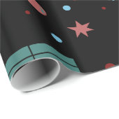 Weihnachtsmuster Schwarz Geschenkpapier (Rolleneckpunkt)