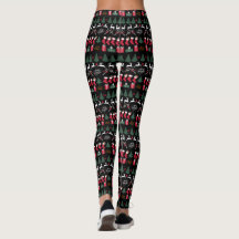 Weihnachtsmuster-Schwarz-Leggings