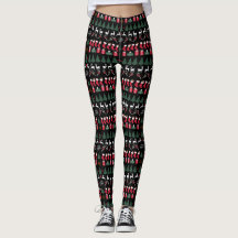 Weihnachtsmuster-Schwarz-Leggings