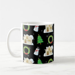 Weihnachtsmuster - Schwarzer Hintergrund Kaffeetasse