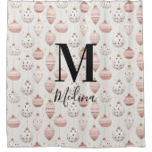 Weihnachtsmuster Schwarzes Monogramm Modernes Skri Duschvorhang (Vorderseite)