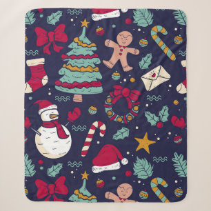 Weihnachtsmuster Sherpadecke