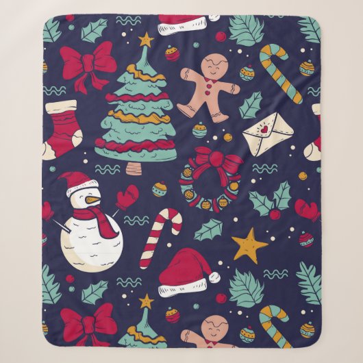Weihnachtsmuster Sherpadecke (Vorderseite)