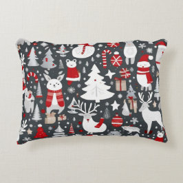 Weihnachtsmuster Snowman Santa Bäume graue Dekorat Dekokissen