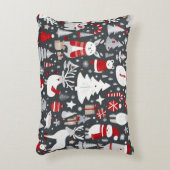 Weihnachtsmuster Snowman Santa Bäume graue Dekorat Dekokissen (Vorderseite(Vertikal))