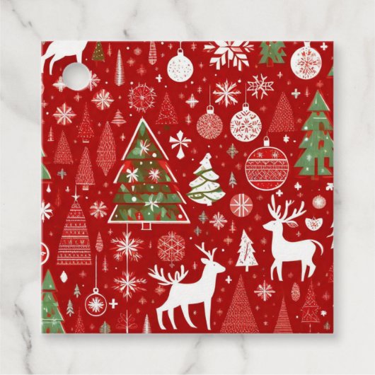 Weihnachtsmuster Snowman Santa Bäume graue Dekorat Geschenkanhänger (Vorderseite)