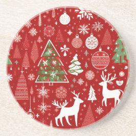 Weihnachtsmuster Snowman Santa Bäume graue Dekorat Getränkeuntersetzer