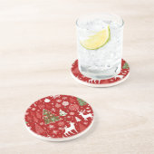 Weihnachtsmuster Snowman Santa Bäume graue Dekorat Getränkeuntersetzer (Seite)