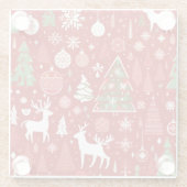 Weihnachtsmuster Snowman Santa Bäume graue Dekorat Glasuntersetzer (Rückseite)