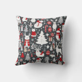 Weihnachtsmuster Snowman Santa Bäume graue Dekorat Kissen (Rückseite)