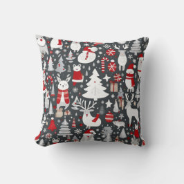 Weihnachtsmuster Snowman Santa Bäume graue Dekorat Kissen