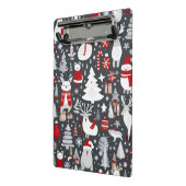 Weihnachtsmuster Snowman Santa Bäume graue Dekorat Mini Klemmbrett (Gewinkelt2)