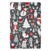 Weihnachtsmuster Snowman Santa Bäume graue Dekorat Mini Klemmbrett (Rückseite)