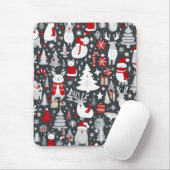Weihnachtsmuster Snowman Santa Bäume graue Dekorat Mousepad (Mit Mouse)