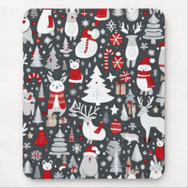 Weihnachtsmuster Snowman Santa Bäume graue Dekorat Mousepad