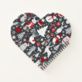 Weihnachtsmuster Snowman Santa Bäume graue Dekorat Notizblock (Rückseite)