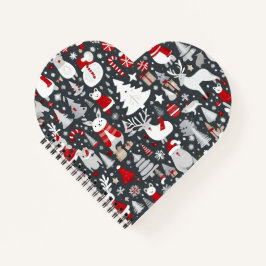 Weihnachtsmuster Snowman Santa Bäume graue Dekorat Notizblock