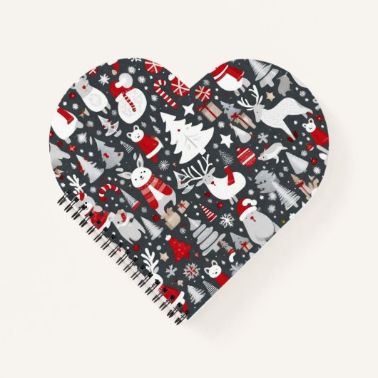 Weihnachtsmuster Snowman Santa Bäume graue Dekorat Notizblock (Vorderseite)