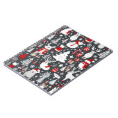 Weihnachtsmuster Snowman Santa Bäume graue Dekorat Notizblock (Linke Seite)