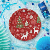 Weihnachtsmuster Snowman Santa Bäume graue Dekorat Pappteller (Party)