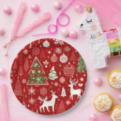 Weihnachtsmuster Snowman Santa Bäume graue Dekorat Pappteller (Party)