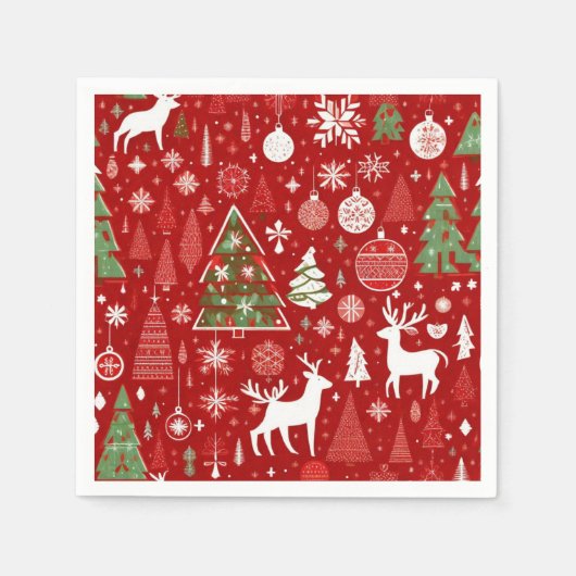 Weihnachtsmuster Snowman Santa Bäume graue Dekorat Serviette (Vorderseite)