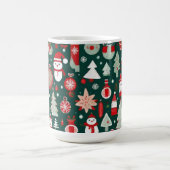 Weihnachtsmuster Snowman Santa Bäume grüne Dekorat Kaffeetasse (Mittel)