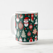 Weihnachtsmuster Snowman Santa Bäume grüne Dekorat Kaffeetasse (Vorderseite Links)