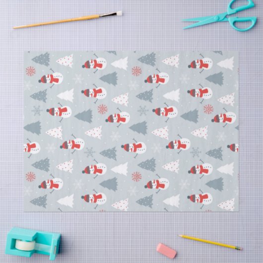 Weihnachtsmuster Snowman & Winterbaume Seidenpapier (Basteln)