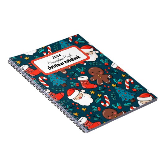 Weihnachtsmuster Spiral Foto Notebook Notizblock (Rechte Seite)