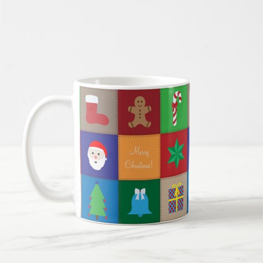 Weihnachtsmuster-Tasse - farbenfroher Hintergrund Kaffeetasse (Links)