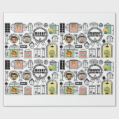 Weihnachtsmuster-Tierfenster-Entwurf Geschenkpapier (Flach)