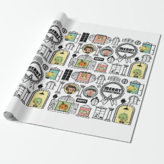 Weihnachtsmuster-Tierfenster-Entwurf Geschenkpapier