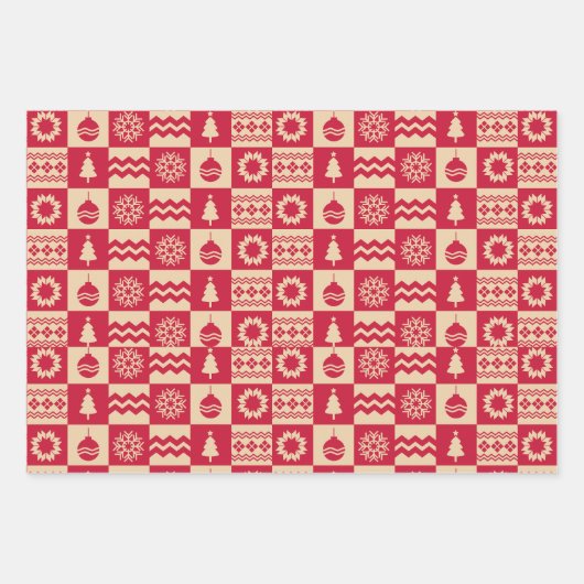 Weihnachtsmuster Umhüllungspapierblätter Geschenkpapier Set (Vorderseite)