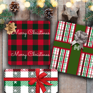 Weihnachtsmuster und kundenspezifisches Monogramm Geschenkpapier Set