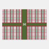 Weihnachtsmuster und kundenspezifisches Monogramm Geschenkpapier Set (Vorderseite)