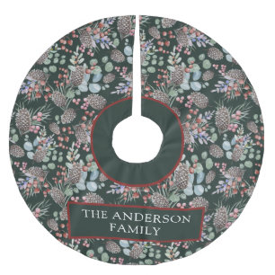 Weihnachtsmuster und Name Polyester Weihnachtsbaumdecke