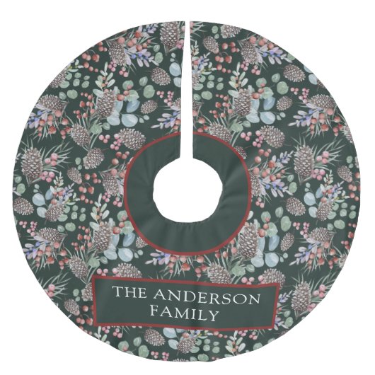 Weihnachtsmuster und Name Polyester Weihnachtsbaumdecke (Vorderseite)