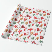 Weihnachtsmuster Urlaub Geschenkpapier (Ungerollt)